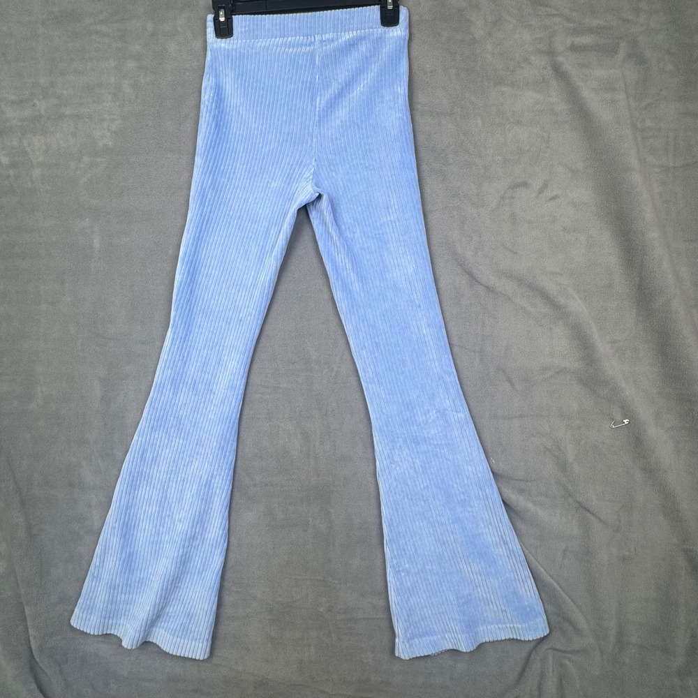 Aerie Corduroy Flare Leggings Light Blue Ribbed High Waist XS Short Pants - Picture 7 of 7